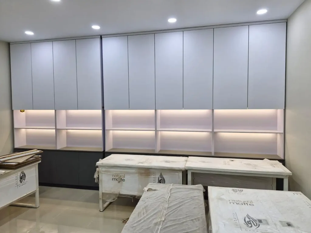 Custom cabinet fabrication by AEC's carpentry team in Karachi