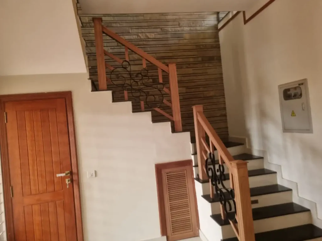 Wooden staircase carpentry completed for a residential project in Karachi