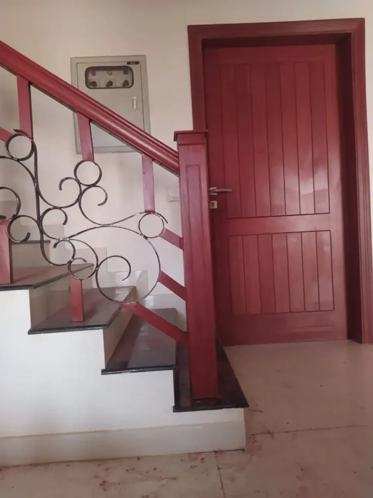 Wooden staircase carpentry completed for a residential project in Karachi