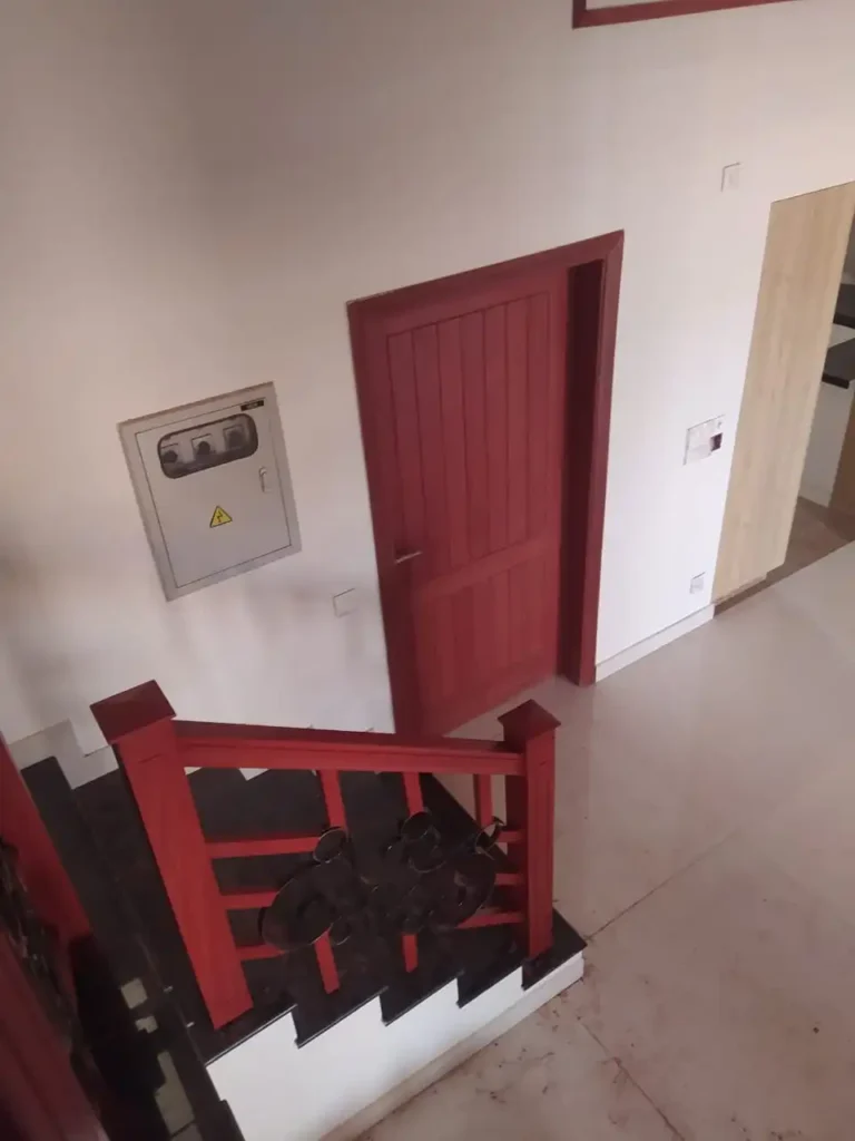 Wooden staircase carpentry completed for a residential project in Karachi